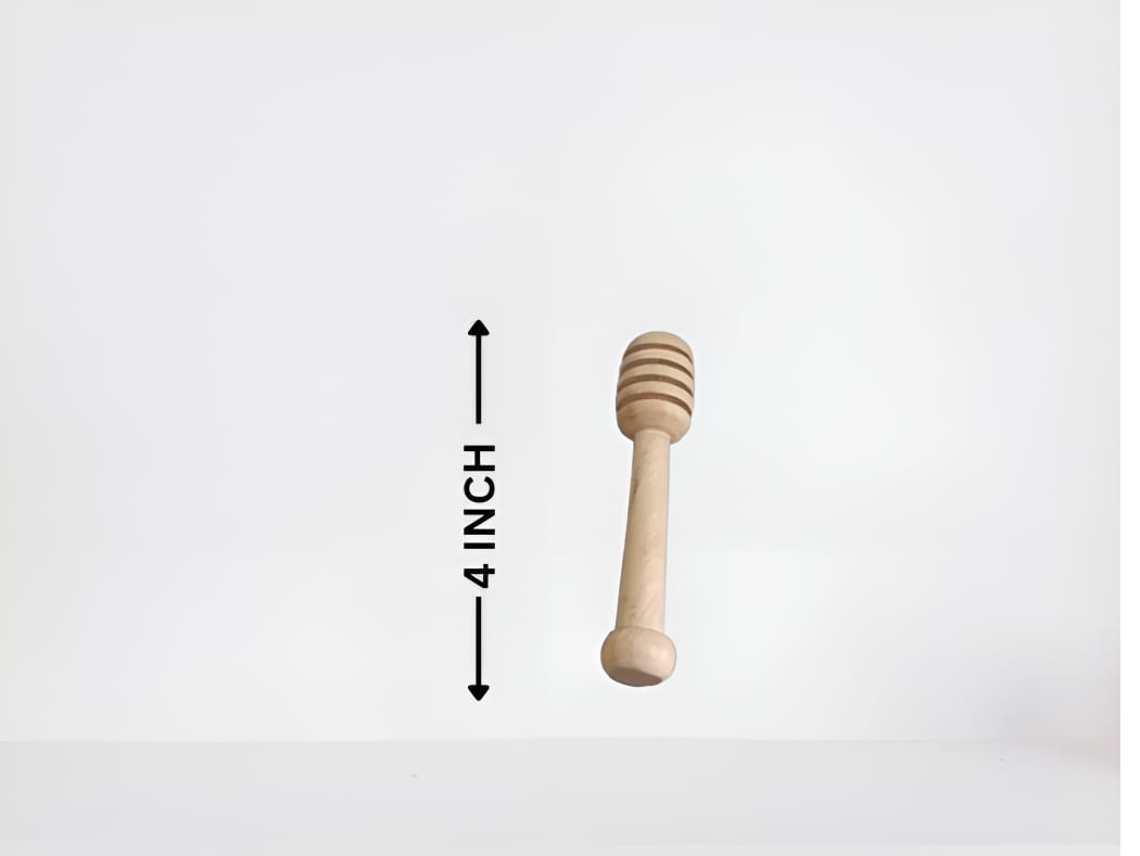 4 inch Wooden Honey Dipper Pack of 3, Natural Wood Material, Spiral Groove Design